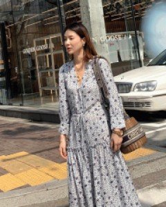 [재고한정50%할인][프리미엄퀄리티]이자벨 스트랩 패턴 셔링 맥시원피스