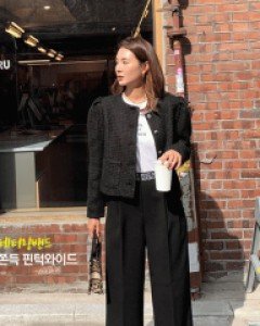 [니쁜스단독20%할인]마크 레터링밴드 핀턱 와이드 쫀득기모 팬츠