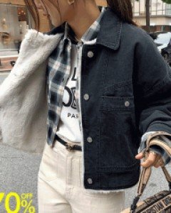 [재고한정원가이하80%할인]프리미엄퀄리티 고급퍼라이닝 에르 블랙데님 자켓
