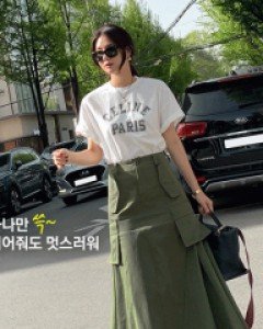 [재고한정40%할인]명품핏 카고포켓 버클 맞주름 절개 스커트