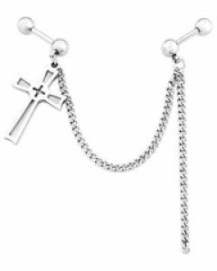 [AT11] 투핀 십자가 체인 피어싱