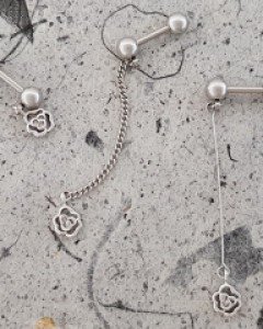 [MP17] 미니 꽃 팬던트 체인 드롭 피어싱