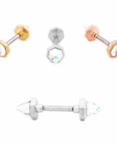 [GJ143] 레인보우 큐빅 양면 콘볼 피어싱