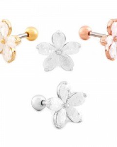 [GJ154] 크리스탈 다섯잎 꽃 피어싱