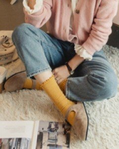 웨이브 7색 탄탄 골지 양말