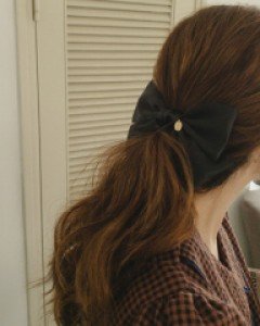 엘린 골드 버튼 리본 헤어핀