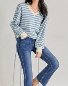 단가라 V넥 맨투맨 #106808