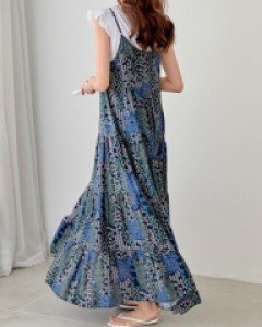 미니 패턴 레이어드 롱 원피스 #37173