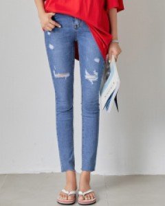 데미지 슬림일자 데님 #75851