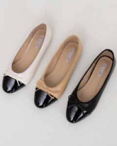 블랙앞코 리본 플랫슈즈 #86294