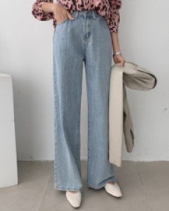 사이드버튼 와이드 데님 팬츠 #79285