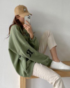 오버핏 라떼 기모 맨투맨 #109303