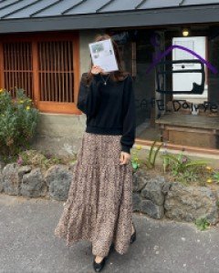 레오 프린팅 세트 기모 원피스 #38143