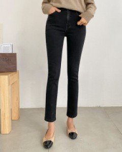 키작키큰 슬림 기모 일자핏진 #79349