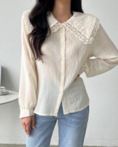 레이스 카라 블라우스 #49184