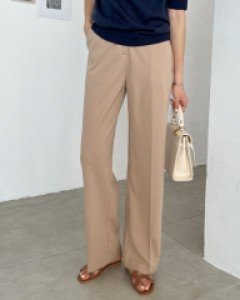 뒷밴딩 와이드 일자핏 슬랙스 #79498