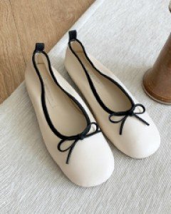 리본 배색 플랫 슈즈 #86850