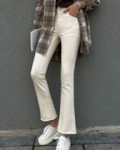 투버튼 와이드밴딩 기모 세미 부츠컷 팬츠 #79798