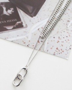 2줄 실버 고리목걸이 #87144