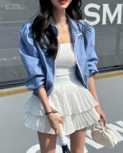 배색 스트링 바람막이 점퍼 #66290