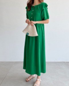 자체제작/ 링클프리 라운드 빅카라 롱원피스 #38508