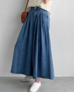 자체제작/ 더블핀턱 와이드 데님 팬츠 #710011