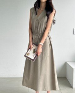 자체제작/ 허리스트링 민소매 원피스 #38564