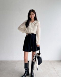 프릴 벌룬 소매 블라우스 #49405