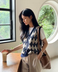 아가일 패턴 니트 조끼 #110865