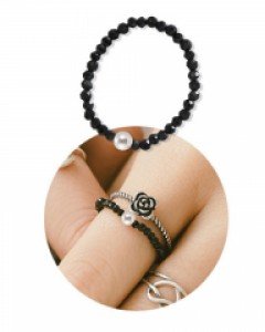 [실버] 슬림 은볼 앤 오닉스 반지