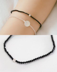 [실버] 슬림 은볼 앤 오닉스 팔찌