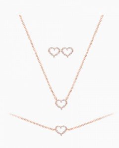 [목걸이+귀걸이+팔찌] [은침] 멜팅 하트 세트