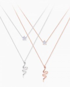 [당일출고] [실버] 스네이크 앤 큐빅 목걸이