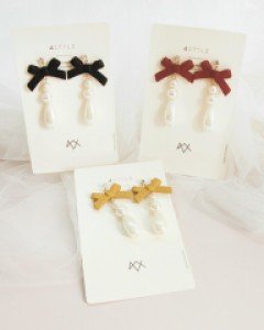 키라 리본 & 진주 귀걸이