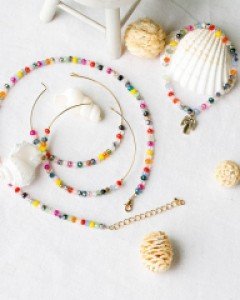 [귀걸이+목걸이+팔찌] [핸드메이드] 다이앤 비즈 크리스탈 세트