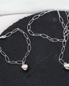 [목걸이+팔찌] [실버] 노드 체인 하트 세트