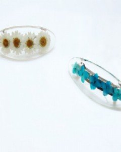 예쁜 생화 꽃 머리핀 데이지 델피눔 자동핀 반머리 헤어핀 2종