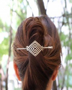 반머리 메탈 헤어핀 유니크 특이한 마름모 반머리 올림머리핀