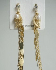 큐빅 진주 롱 드롭 귀걸이 잎사귀 긴귀걸이 보헤미안 스타일 악세사리