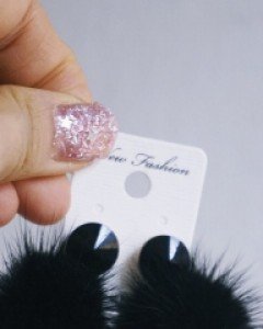 스와로브스키 귀걸이 밍크 귀걸이 퍼 이어링 블랙 화이트 털 귀걸이 스왈로브스키 옥탄트