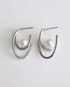 크로스 진주 링 귀걸이