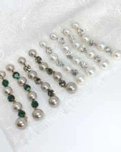 볼드 펄&큐빅 드롭 귀걸이