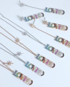 [귀걸이+팔찌+목걸이] 레인보우 러브드 세트