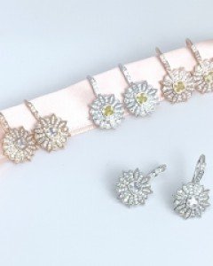 큐빅 썬플라워 귀걸이