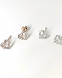 [925 Silver] 쁘띠 블링하트 귀걸이