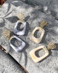 마블 렉탱글 귀걸이