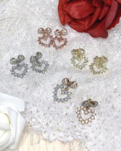 [silver 925 은침] 리본 드롭 하트 귀걸이