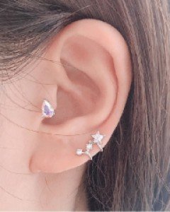 [낱개판매]밤하늘 밀키웨이 링 이어커프/페이크 피어싱(1ea)