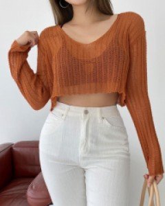 루즈핏골지크롭니트