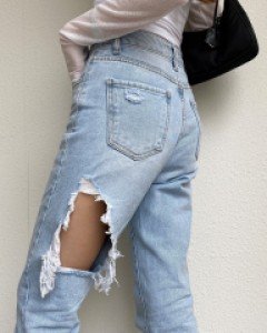 엉찢일자데님팬츠